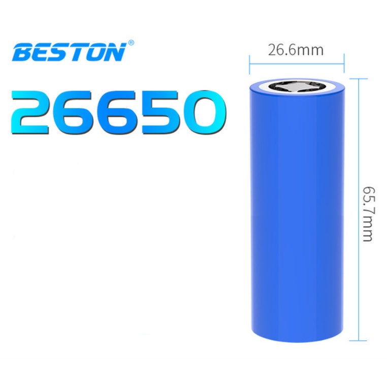 Pin sạc BESTON Chính Hãng 26550 5000mAh có mạch bảo vệ, tích hợp cổng sạc USB Micro 3.7v