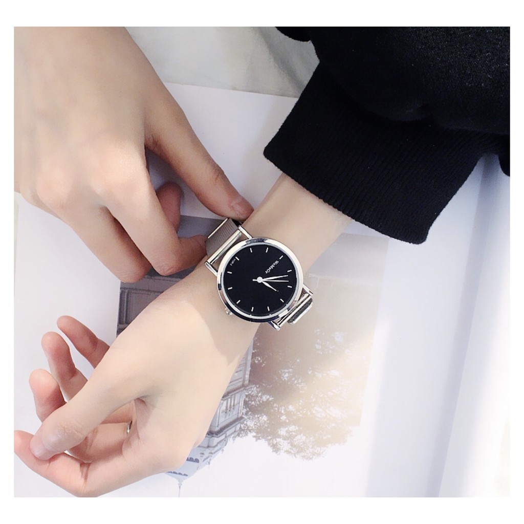 ĐỒNG HỒ NAM NỮ DÂY LƯỚI BẠC WOMAGE 2 MÀU THỜI TRANG CỰC ĐẸP | BigBuy360 - bigbuy360.vn