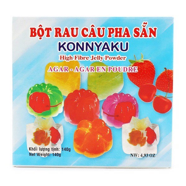 Bột rau câu pha sẵn Konnyaku 140g (Dâu-Cam-Dứa) (Hộp) - TTT047