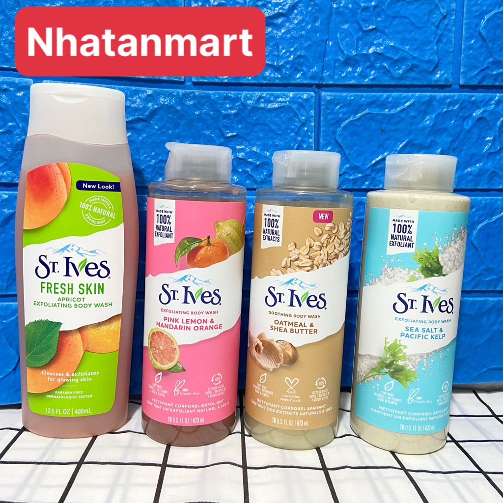 Sữa Tắm ST IVES Tẩy Tế Bào Chết BODY WASH USA (400-473ML)