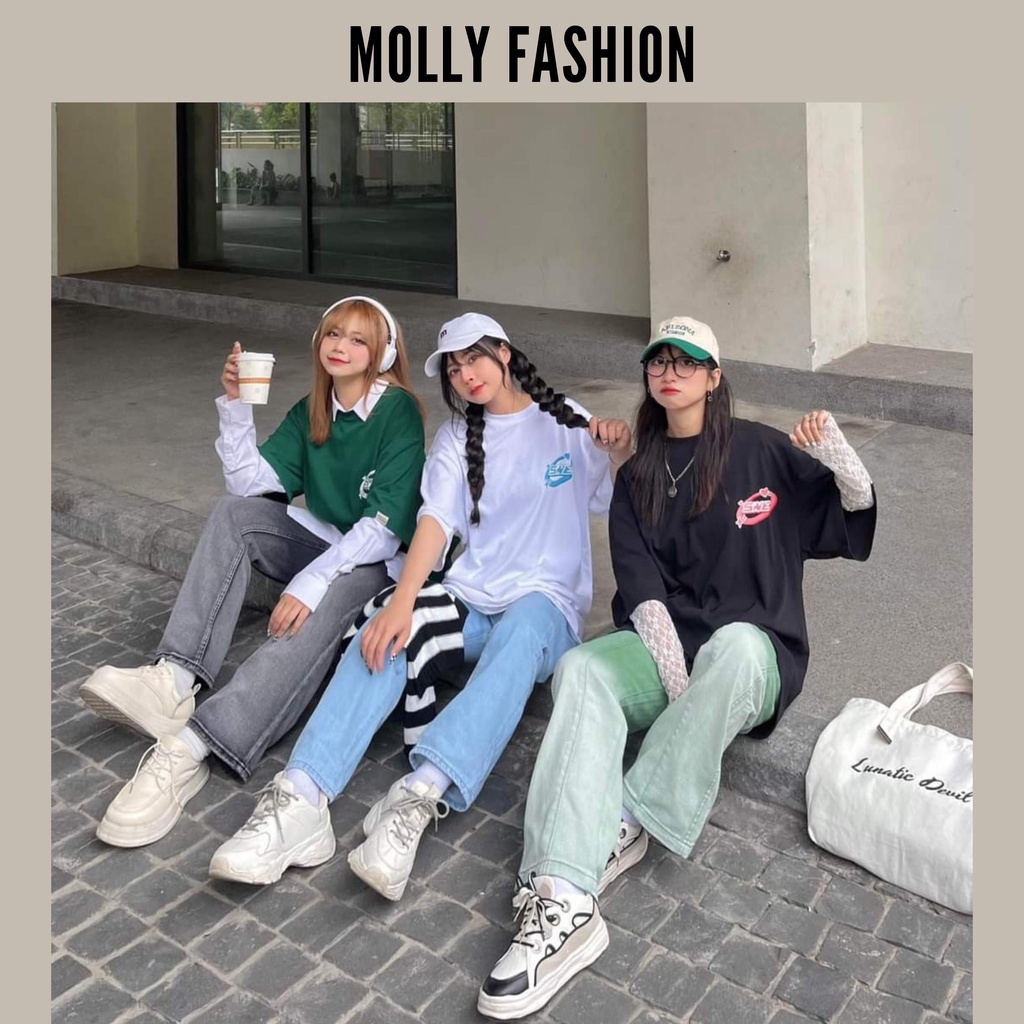 Áo thun tay lỡ ❤️ Áo phông Unisex SWE form rộng Freesize dành cho nam nữ Molly Fashion