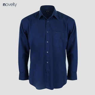 Áo sơ mi nam Novelty dài tay trơn màu xanh dương đậm NSMMMDMTCC191268D