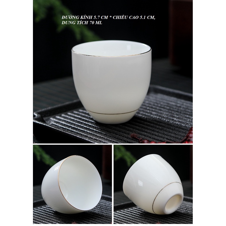 Chén Sứ Cảnh Đức Dùng Thưởng Trà Bằng Sứ Thanh Khiết Thấu Quang