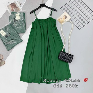 Váy boho đũi xếp li dáng midi, có ảnh thật