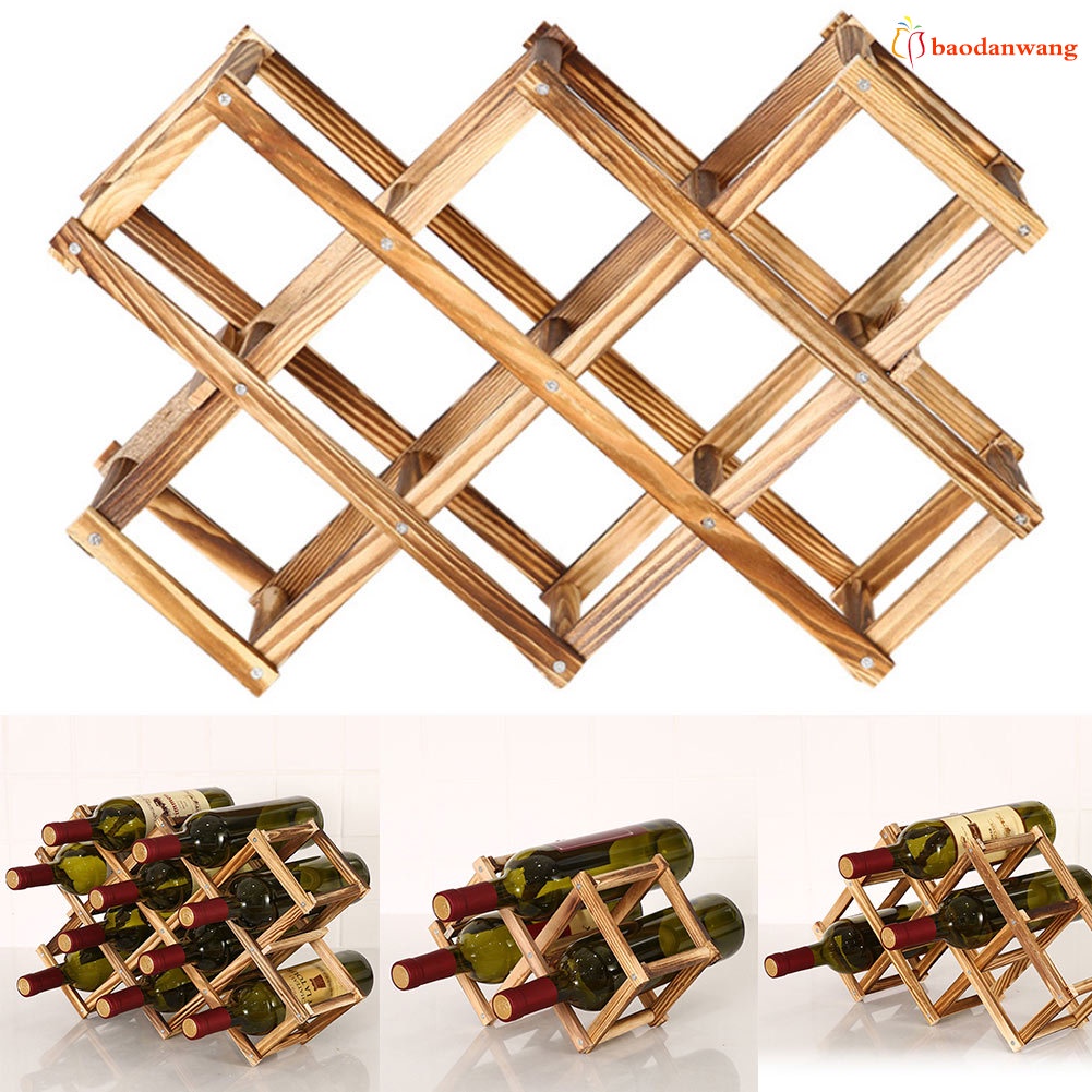 Giá đỡ chai rượu 3/6/10 bằng gỗ có thể gấp gọn tiện dụng