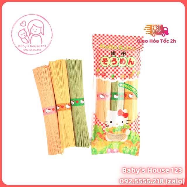 TÁCH LẺ 100Gr - MÌ SOMEN RAU CỦ HELLO KITTY NỘI ĐỊA NHẬT CHO BÉ ĂN DẶM TỪ 8M+