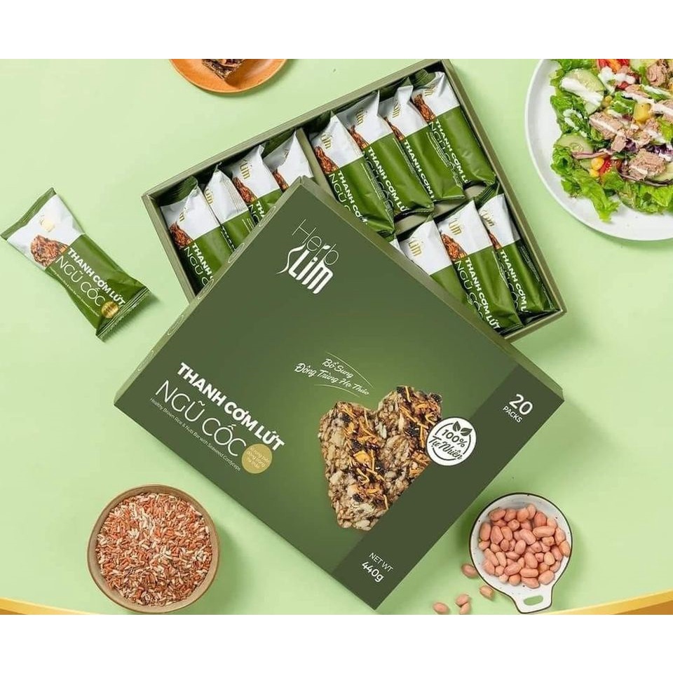 Thanh cơm lứt ngũ cốc Đông trùng hạ thảo Herbslim, hàng chính hãng Truenatural Trấn Thành
