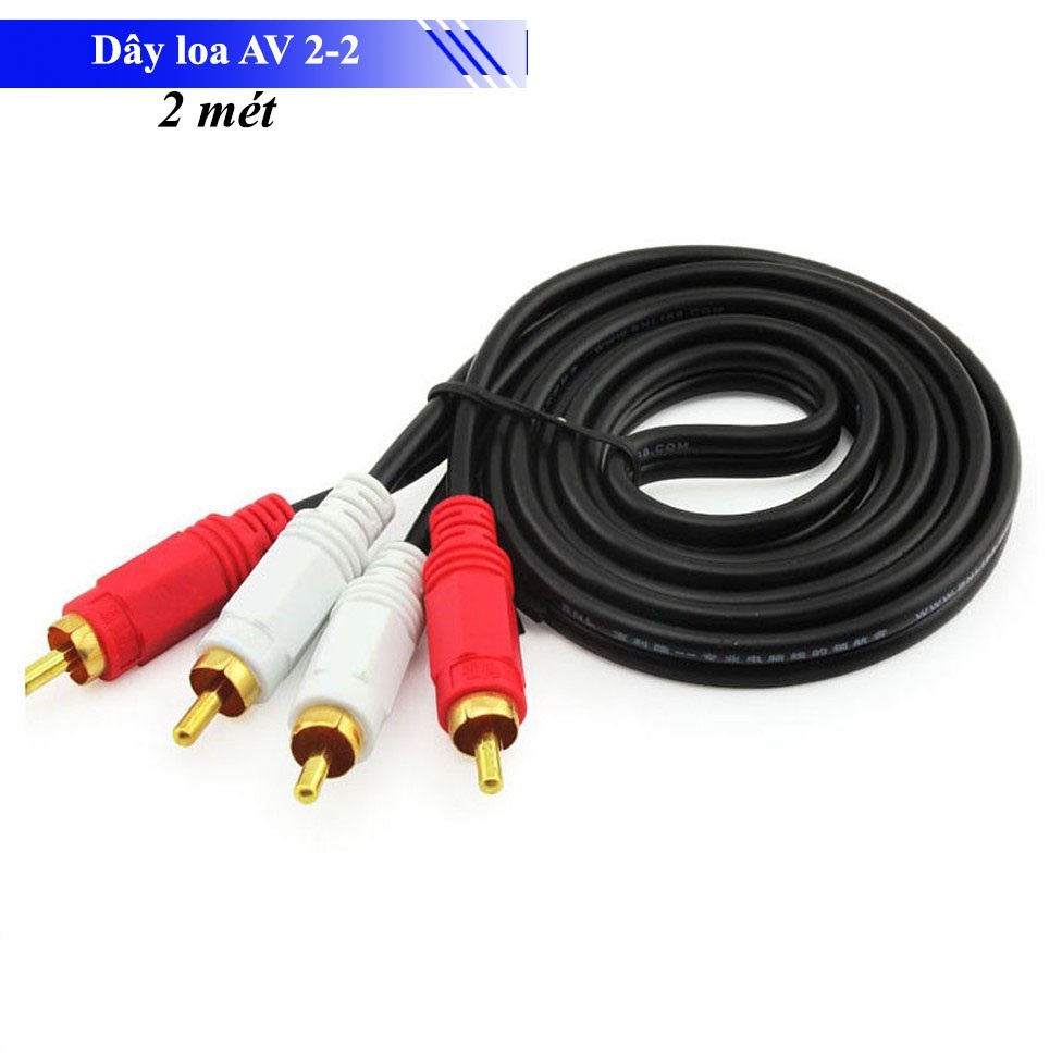 DÂY CÁP AV/RCA 2 ĐẦU HOA SEN ĐỰC RA 2 ĐẦU HOA SEN ĐỰC DÀI 2M