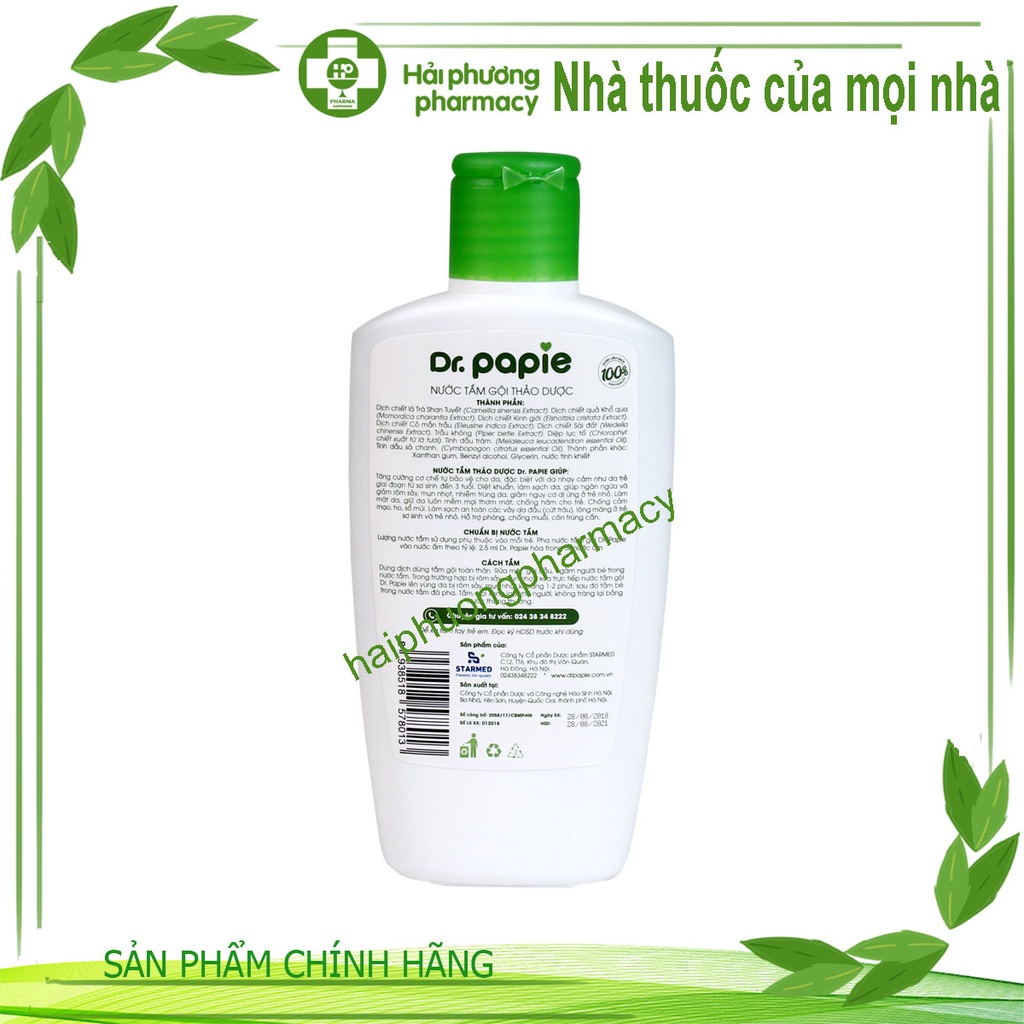Nước tắm gội thảo dược Dr.Papie 230ml