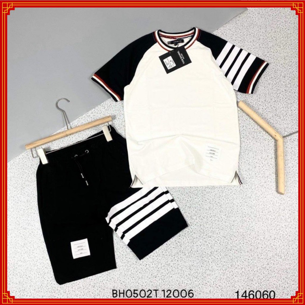 [SIÊU GIẢM GIÁ]💥Bộ hè nam cổ tròn viền đỏ đen cực đẹp