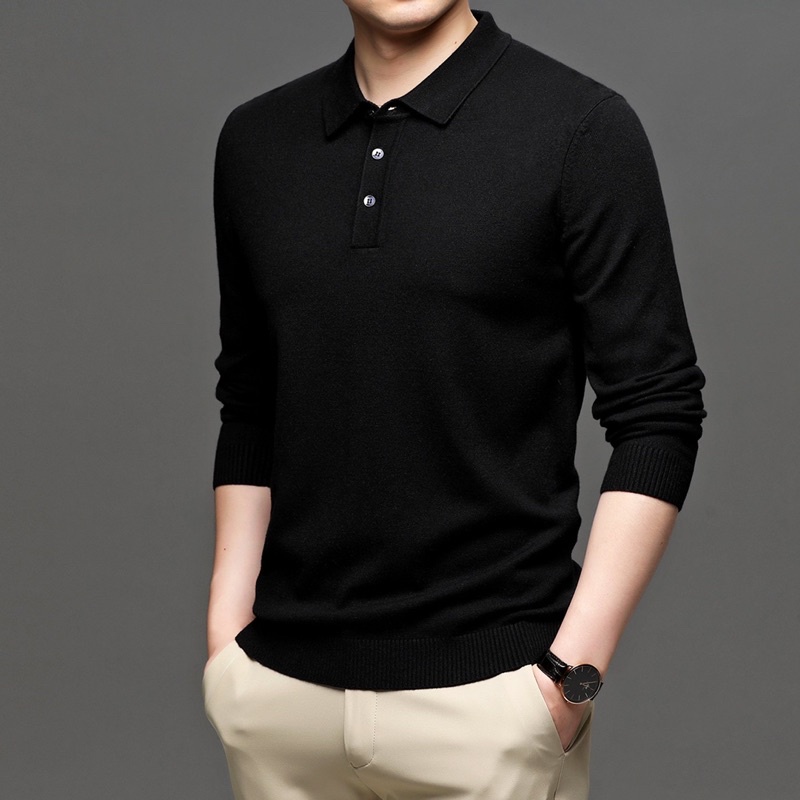 Áo polo nam dài tay lên dệt kim cao cấp- Đẳng cấp doanh nhân, phong cách lịch lãm.