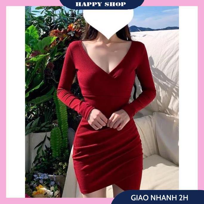 Váy Ôm Body Đỏ, Đầm Nữ Trễ Vai Tay Dài Đắp Chéo Chất Len Tăm Dày Dặn, Váy Thiết Kế Tôn Dáng Siêu Xinh Cho Nữ. | BigBuy360 - bigbuy360.vn