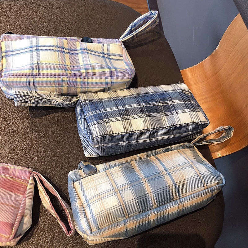 Bóp Viết Vải Caro Hot Trend INS, Hộp Bút Canvas Dạng Ví ,Cỡ To Cho Nữ Và Bé Gái Kiểu Hàn Xinh Xắn Họa Tiết QUTI HBV04