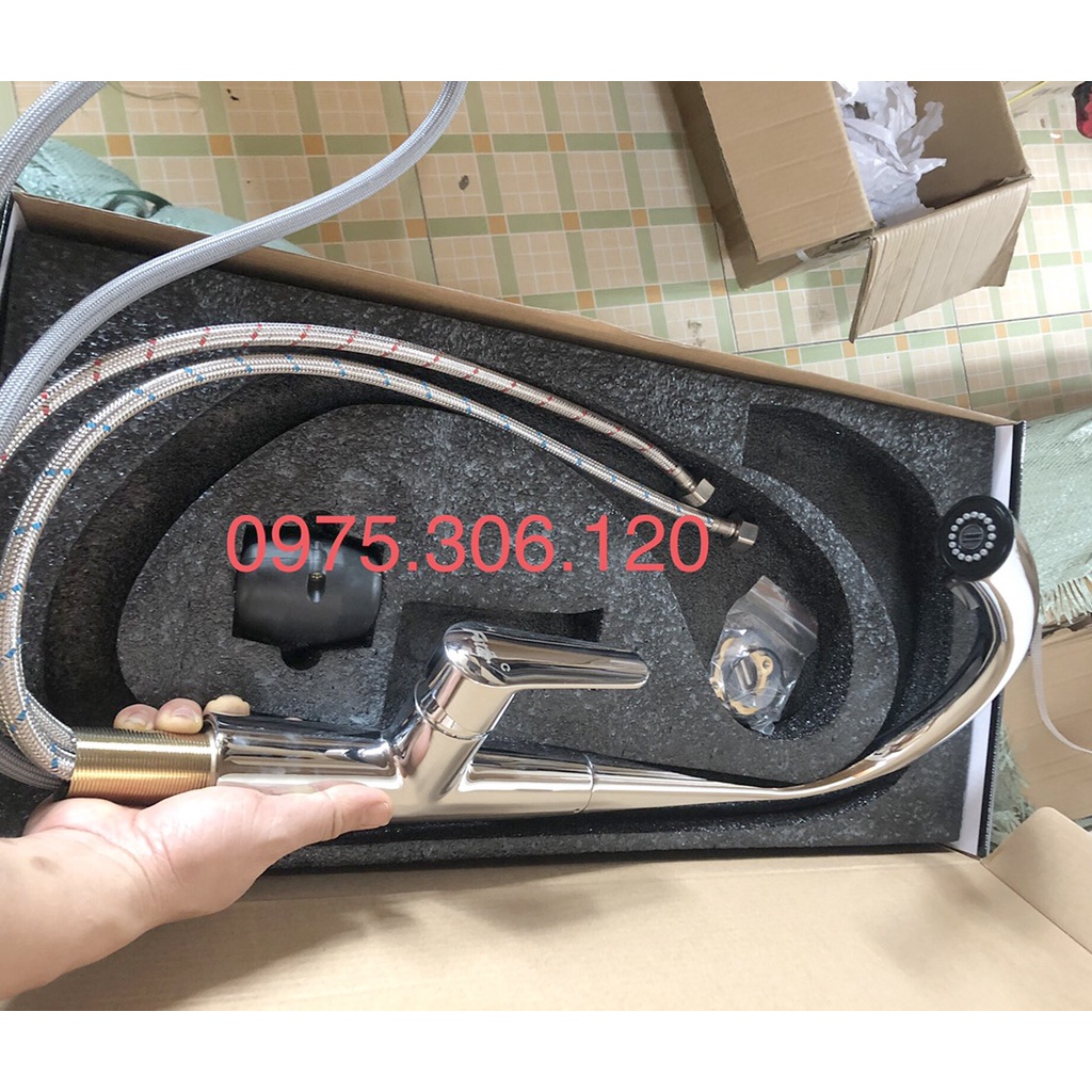 [LOẠI 1 SIÊU BỀN] Vòi Rửa Chén Bát Nóng Lạnh VÒI RÚT ĐỒNG THAU MẠ CROM SÁNG BÓNG N4005 si RỬA ĐƯỢC MỌI VỊ TRÍ TRONG CHẬU