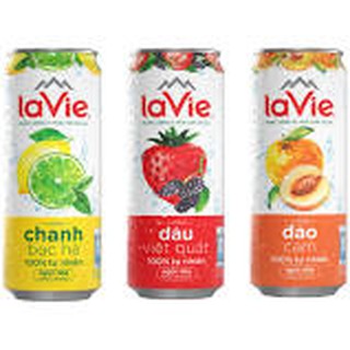 Thùng 24 Lon Nước giải khát có gas LaVie Sparkling hương bạc hà /Dưa Hấu / Bưởi Mơ 330ml