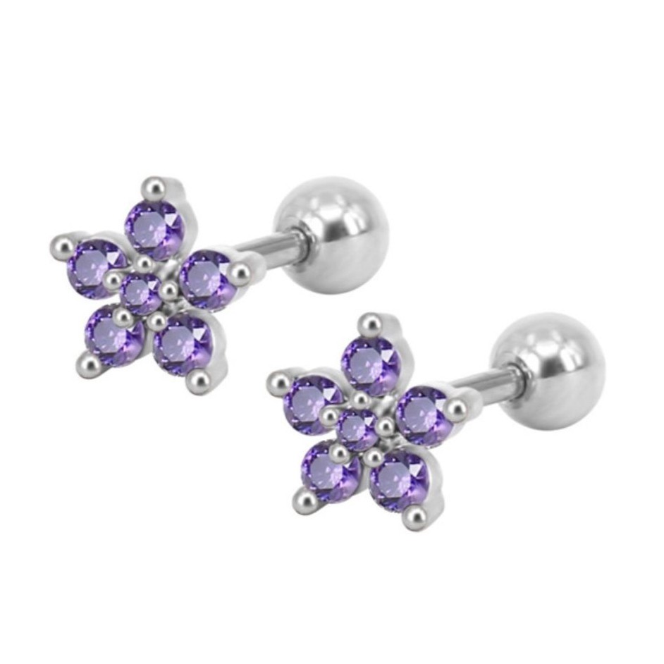 Fashion earrings Simple Exquisite Flower Shape Zircon No Allergy Ear Studs Women Jewelry
