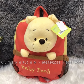 Balo gấu Nhung hình Gấu Pooh màu đỏ cho các bé iu (Thái Lan) - BLTHU010 (22x7x30cm)