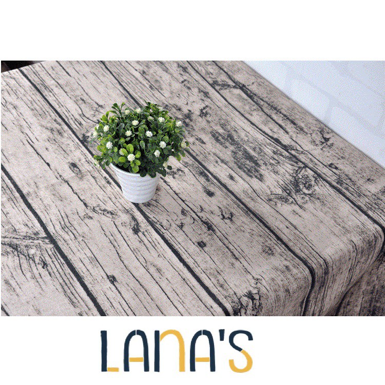 Khăn Trải Bàn Họa Tiết Vân Gỗ Viền Ren Nhiều Kích Thước