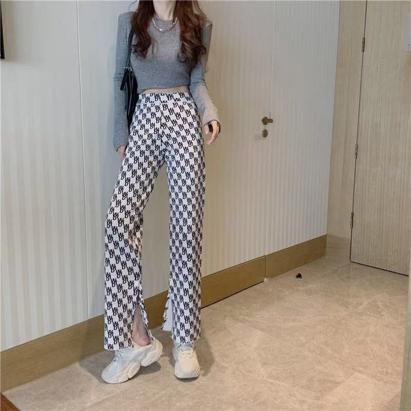 quần ống rộng Xẻ Tà In Chữ Phong Cách Hàn Quốc | BigBuy360 - bigbuy360.vn