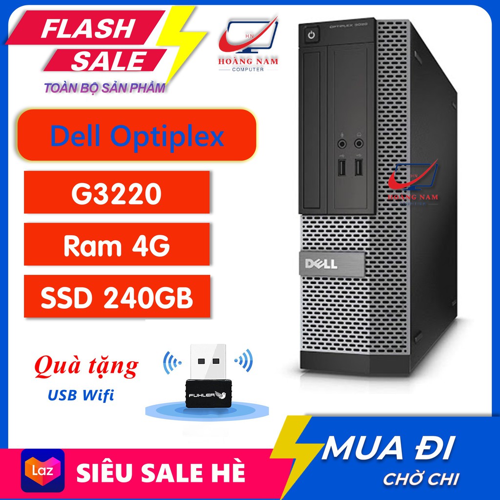 Case Máy Tính Để Bàn ⚡️HoangPC⚡️ PC Văn Phòng Giá Rẻ - Case Dell Optiplex 3020 (G3220/Ram 4G/SSD 240GB) - Bảo Hành 12T