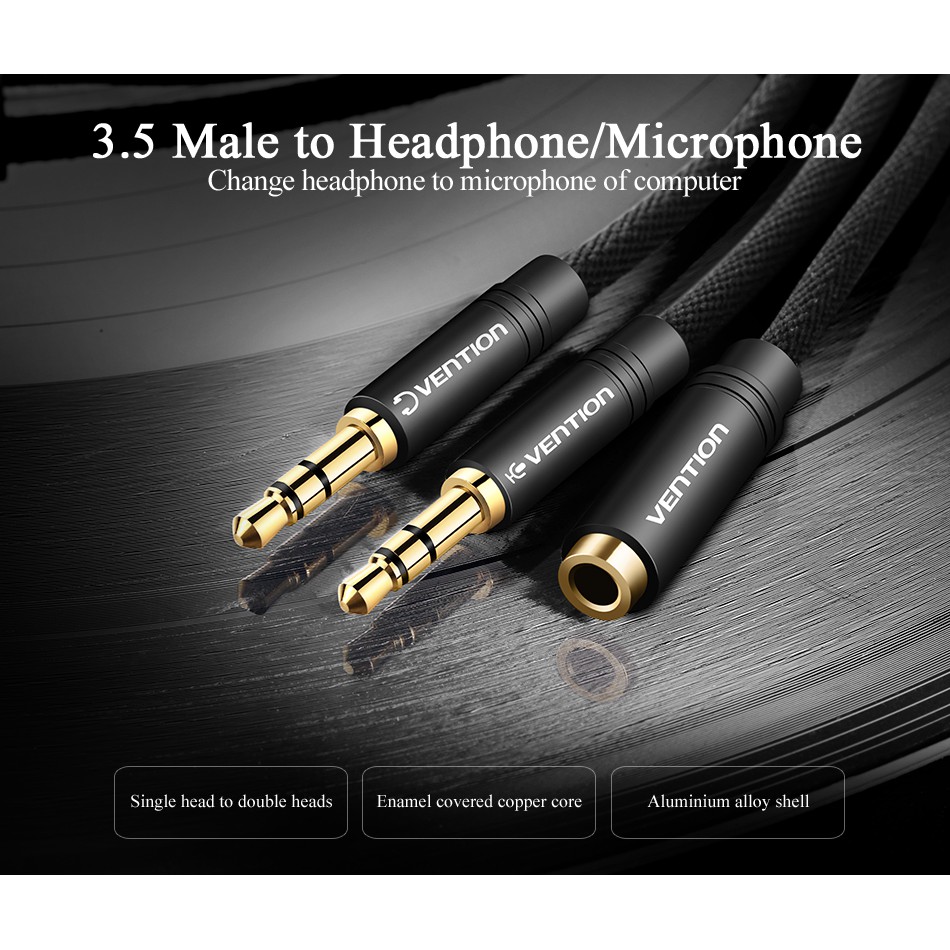 Cáp chia chữ Y chia âm thanh Aux lỗ cắm 3.5mm sang đầu cắm 3.5mm chất lượng cao