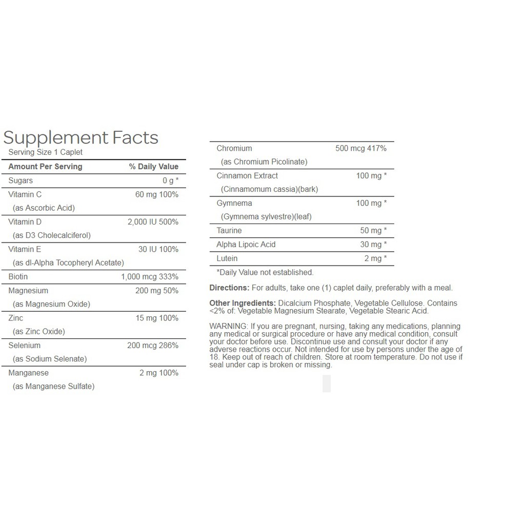 Công thức đặc biệt bổ sung Vitamin cho người tiểu đường Diabetic support của Puritan's Pride, lọ 60 viên