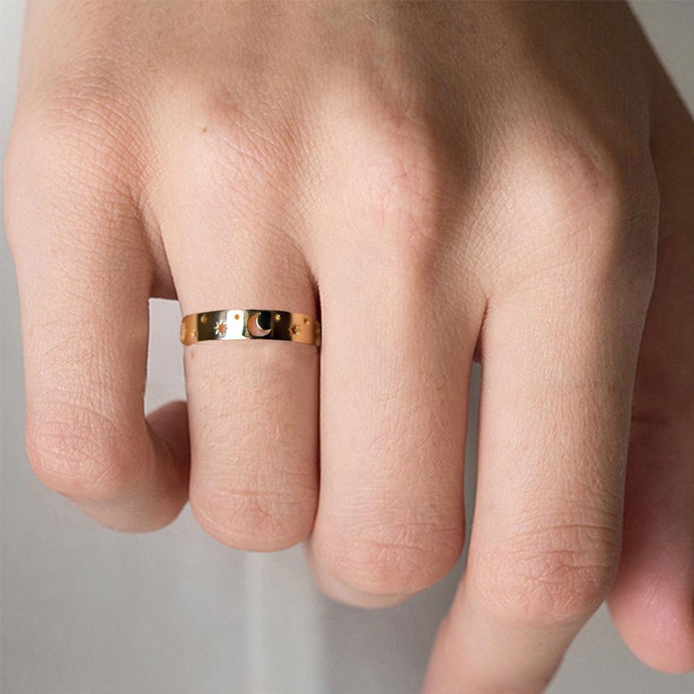 JARRED Nhẫn Đính Hôn Hình Trăng Sao Đơn Giản Sáng Tạo Thời Trang Cho Nam Và Nữ