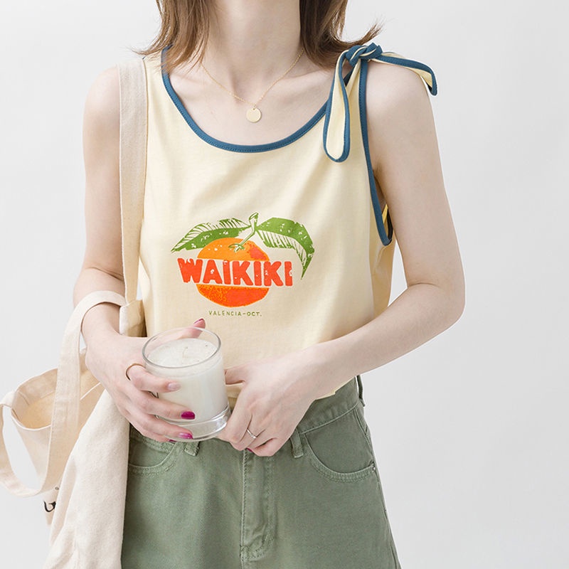 Áo Hai Dây Dáng Ngắn In Họa Tiết Thời Trang Mùa Hè Cho Nữ