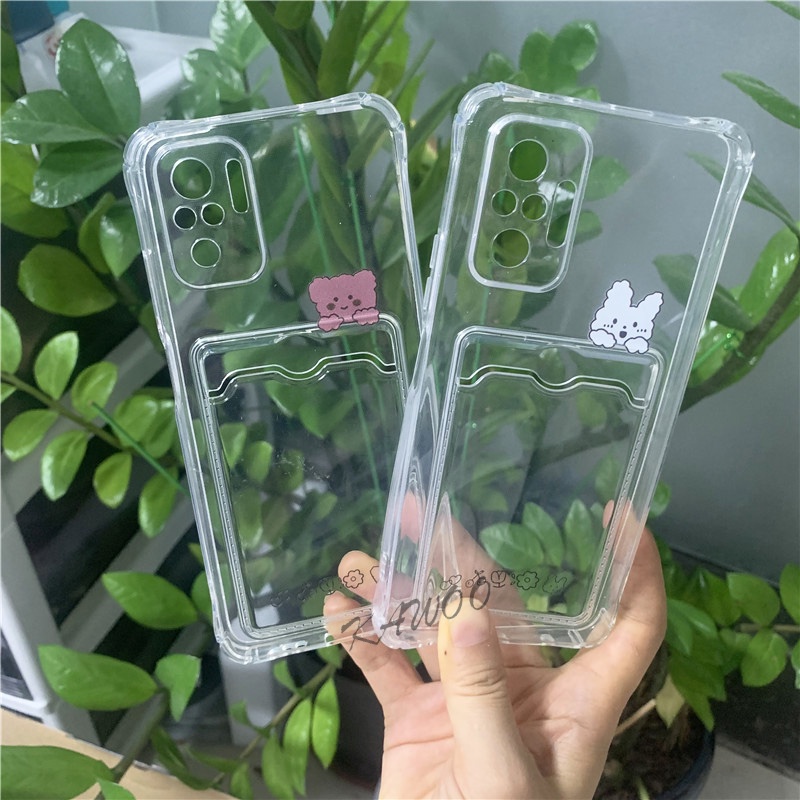 Ốp Điện Thoại TPU Mềm Họa Tiết Thỏ Hoạt Hình Có Ngăn Đựng Thẻ Cho Redmi Note 10s 10 Pro 9T 9S Poco M3 F3 X3