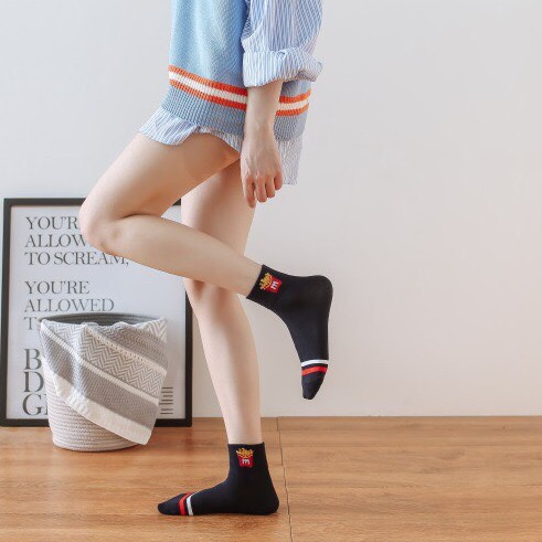 Vớ lửng/ tất lửng cổ sọc họa tiết thức ăn Mua Tất (muatatshop)