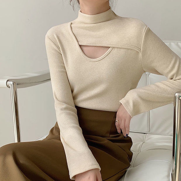 Áo thun dài tay cổ lọ dáng ôm thời trang Hàn Quốc