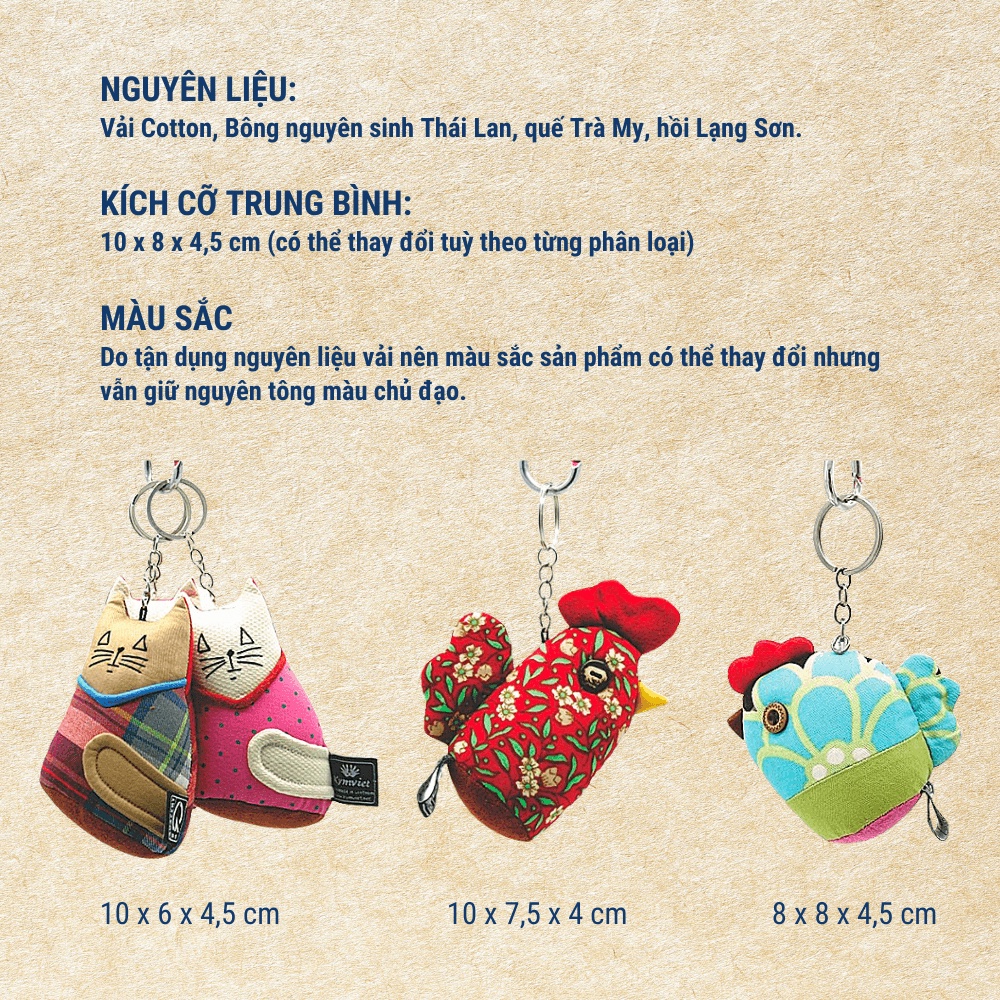 Móc Khoá Thú Bông KYMVIET 100% Handmade Xinh Xắn, Thiết Kế Độc Đáo