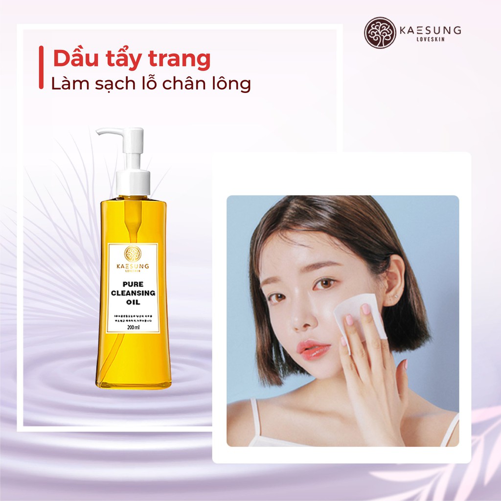 Dầu Tẩy Trang Pure Cleansing Oil Kaesung Loveskin 200ml giúp làm sạch lớp trang điểm, bụi bẩn, bã nhờn