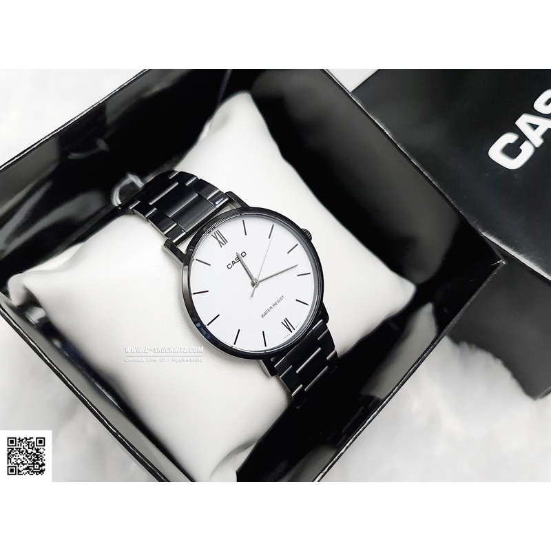 Đồng hồ Nam Casio MTP-VT01B-7B, đồng hồ chính hãng, dây thép đen mặt trắng