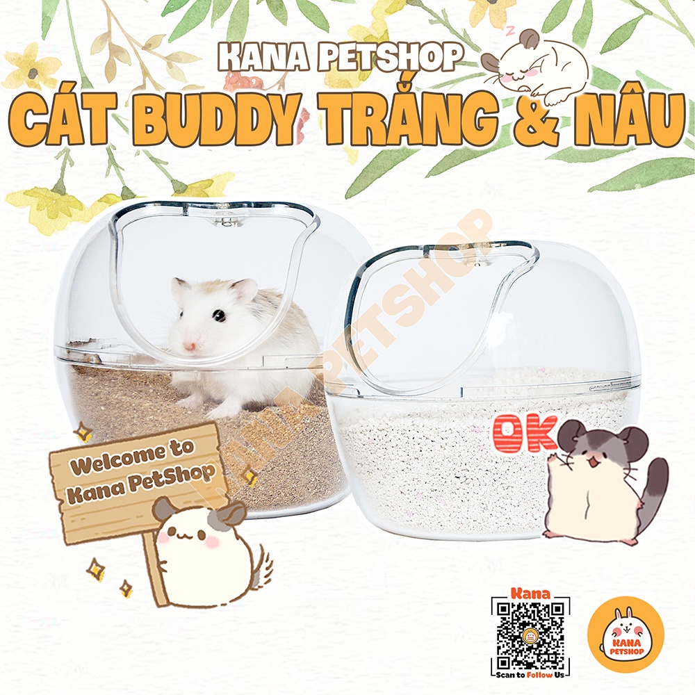 [Mã PET50 giảm 10% - tối đa 50K đơn 250K] Cát BUDDY Trắng FREESHIP 1KG Lót Chuồng Vệ Sinh Cho Hamster, Mèo v.v