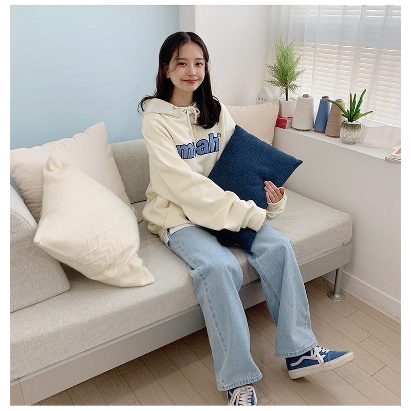 Áo hoodie MuahMuah màu kem