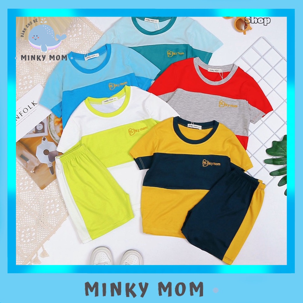 Bộ Cộc  Tay Minky Mom Chính Hãng Bé Trai Bé Gái Thun Lạnh Thêu  Cho Bé (8-28kg) MS008