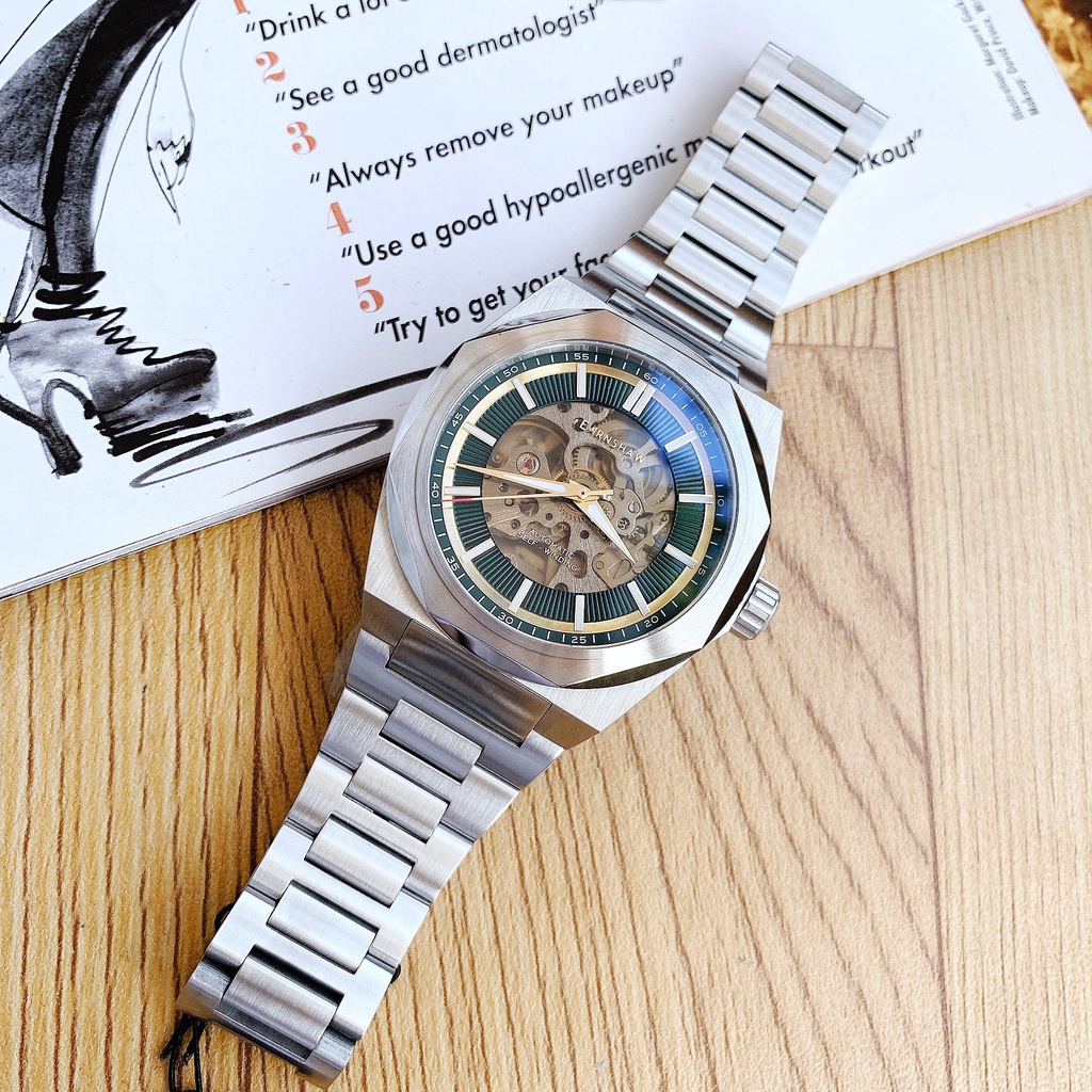 Đồng Hồ Nam THOMAS EARNSHAW ES-8182-44 Automatic Dây Sắt Mặt Xanh Lá