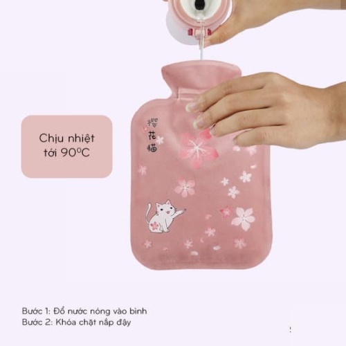 Túi chườm nóng lạnh nhung mềm giảm đau bụng kinh, túi chườm giữ ấm hạ sốt 350ml BELIA TC1