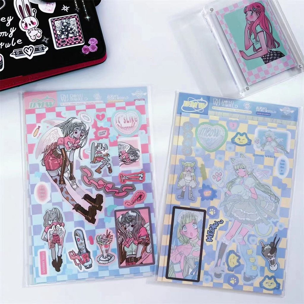 Peach 1Pcs Korean Ins Domi Flat for character stickers Journal Scrapbook Decor Sticker