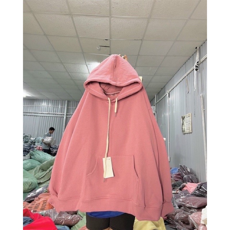 [ Rẻ vô địch ] Áo hoodie nỉ trơn form rộng mũ hai lớp