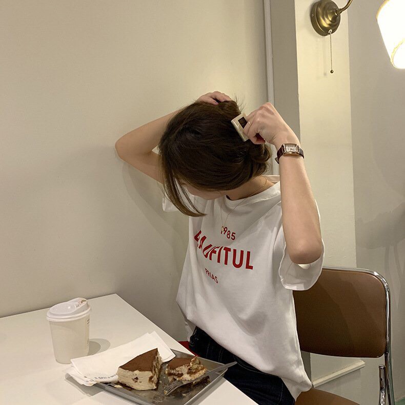 Áo thun cotton nữ in hình siêu xinh ANHSTORE, phom Basic dễ thương