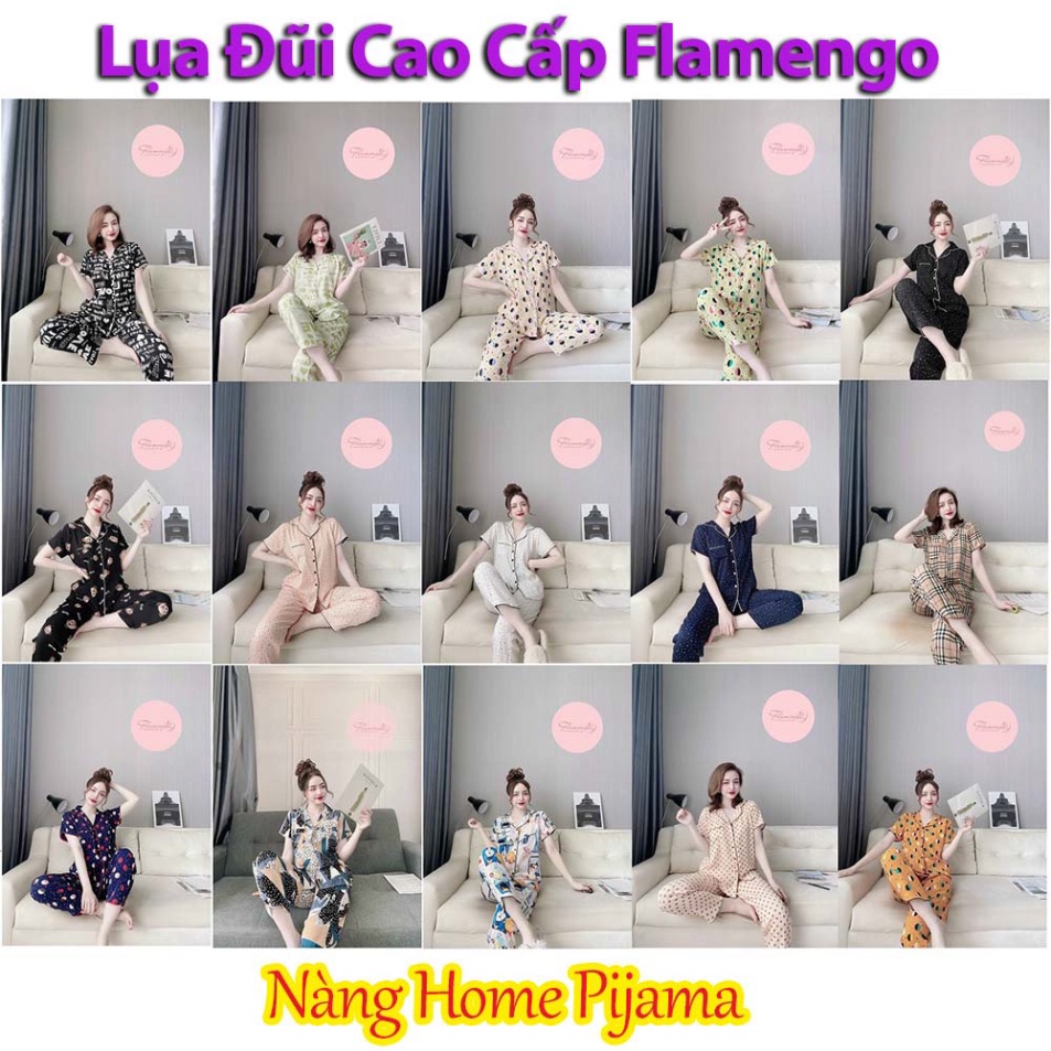 [15 Mẫu] Đồ Bộ Tay Ngắn Quần Dài Lụa Đũi chính hiệu Flamingo 40-60kg AS