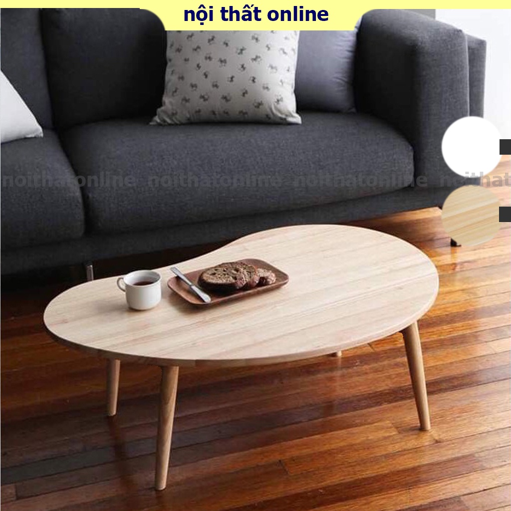 Bàn trà sofa hạt đậu phong cách vintage chân gỗ tiện cao cấp, đường uốn mềm mại thoải mái khi sử dụng