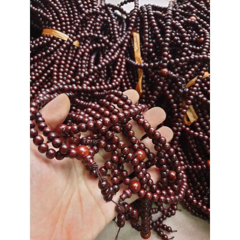 Tràng 108 hạt gỗ hương có tua đẹp 6ly, 8ly