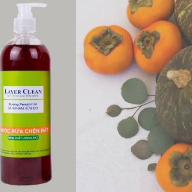 Nước rửa chén Hữu cơ LayerClean 800ml hương quả hồng - Sạch nhanh, diệt khuẩn, bảo vệ da tay