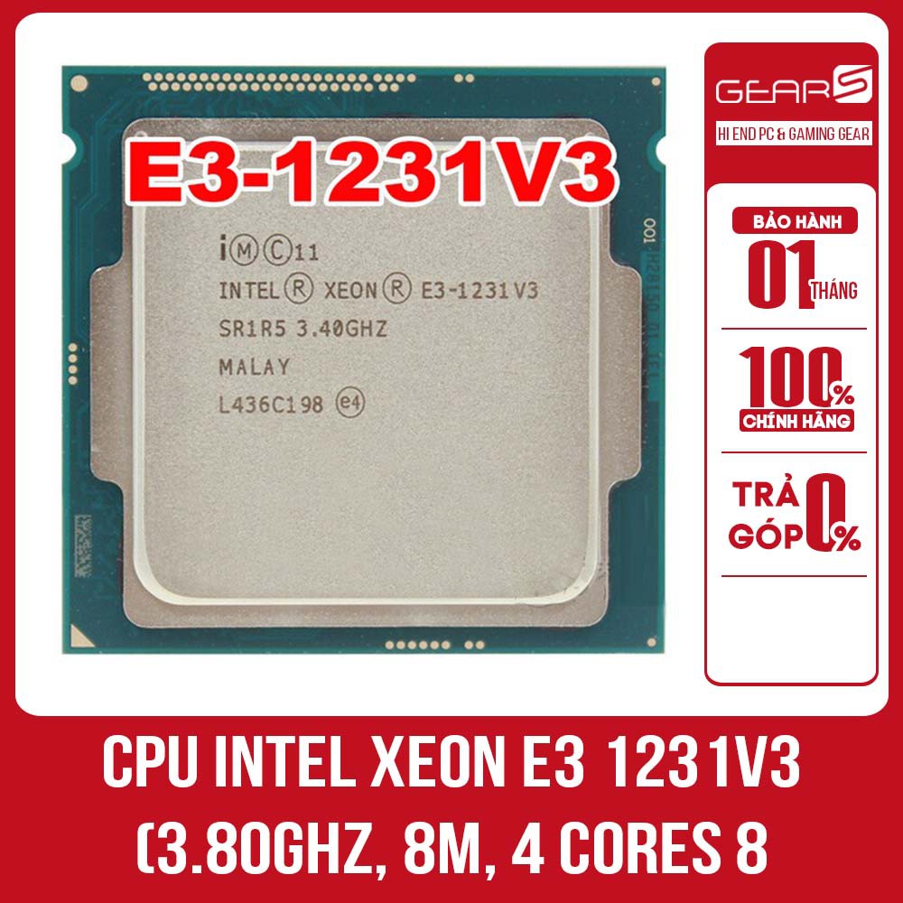 Bộ vi xử lý intel Xeon E3 1231 V3 3.4GHz / 8MB / Socket 1150 (Haswell) SỨC MẠNG i7 4770