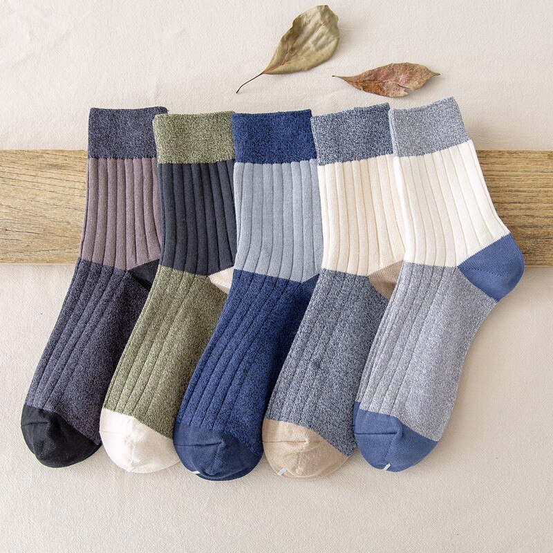 Vớ trượt ván vải cotton giữ ấm may màu sắc dành cho nam thời trang