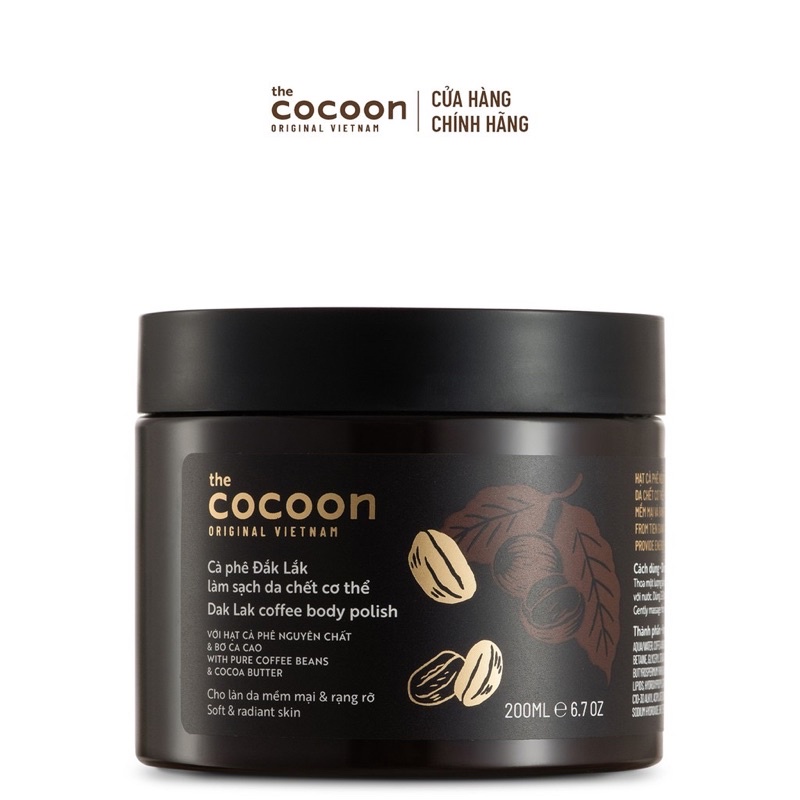 Tẩy tế bào chết cơ thể cà phê Đắk Lắk Cocoon cho làn da mềm mại và rạng rỡ 200ml