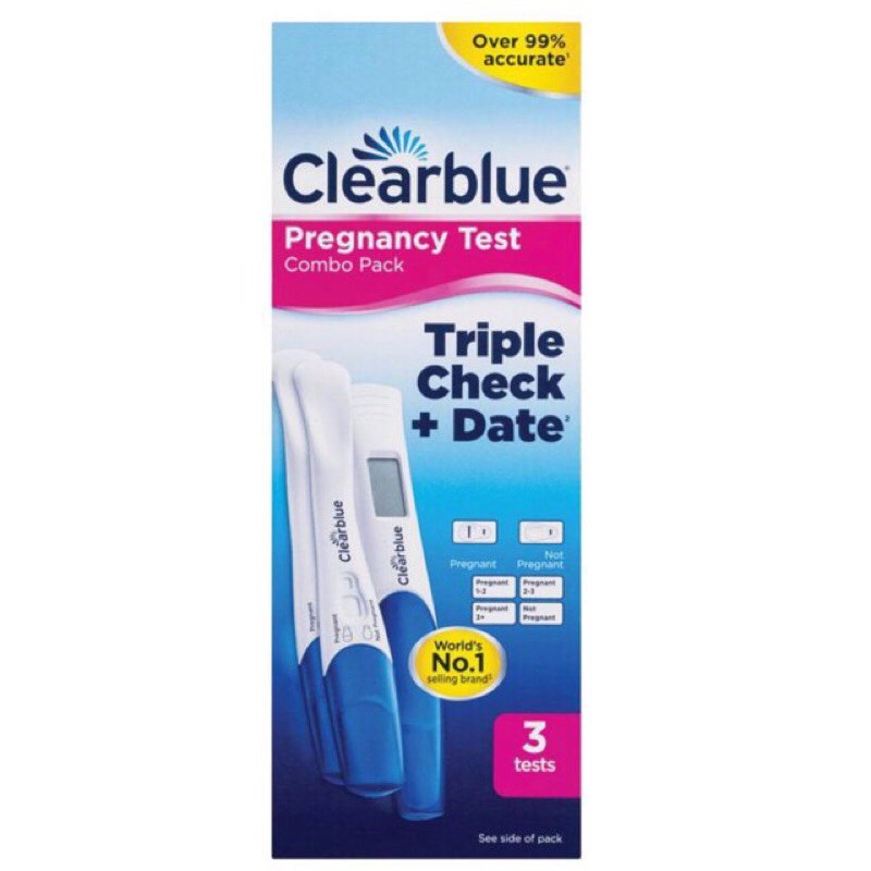 que thử thai điện tử Clearblue Triple check+date hộp 3 que